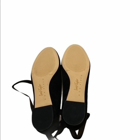Lord & Taylor 424 Fifth Black Suede Penelope Ankle Strap Flat Shoes 6M Women’s - Picture 3 of 12